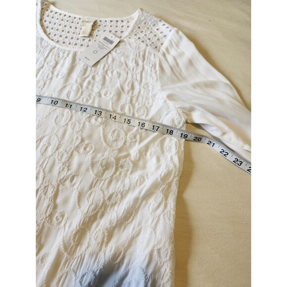 Chico's Women's Tie Front Embroidered Eyelet White Resort Wear Small NWT - Picture 9 of 11